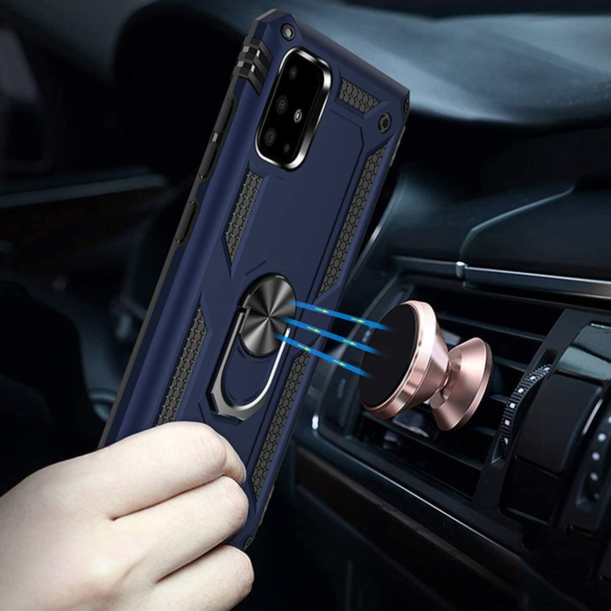 Protectores para celular  para Samsung  A31 Funda reforzada con anillo v2 Azul